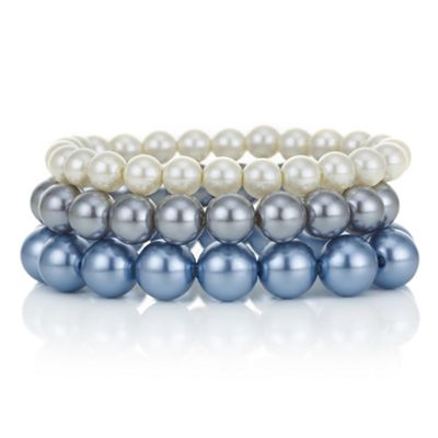 Blue tonal pearl bracelet set